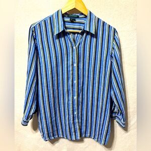 Ralph Lauren Womens Large Linen Coastal Resort Lagum Shirt